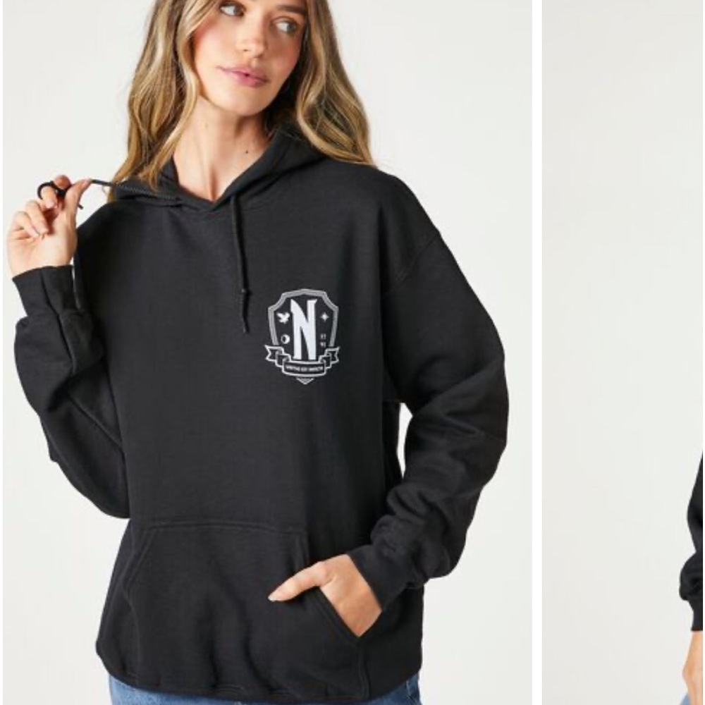 forever 21 hoodie sweatshirt nevermore  wednesday addams XS BNWT  black